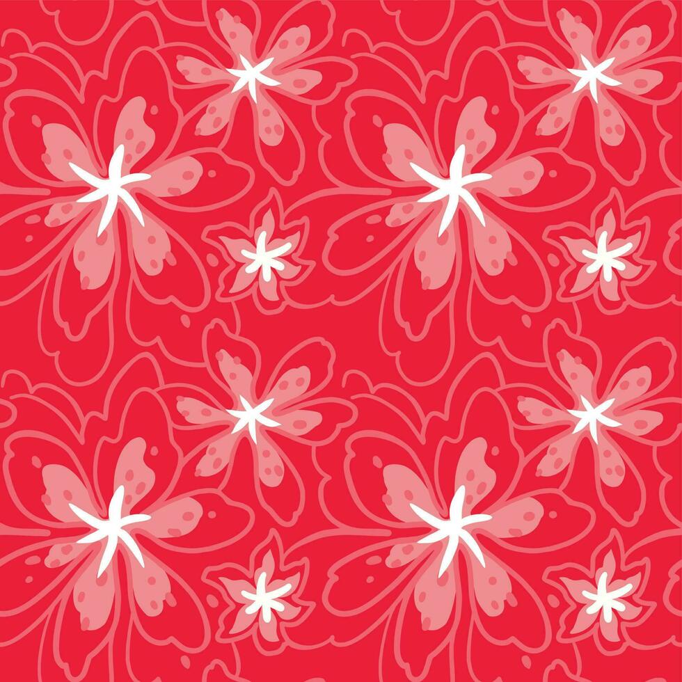 rosado flores en un rojo antecedentes. sin costura modelo para tela, envase, textil, fondo de pantalla, vestir. vector. vector