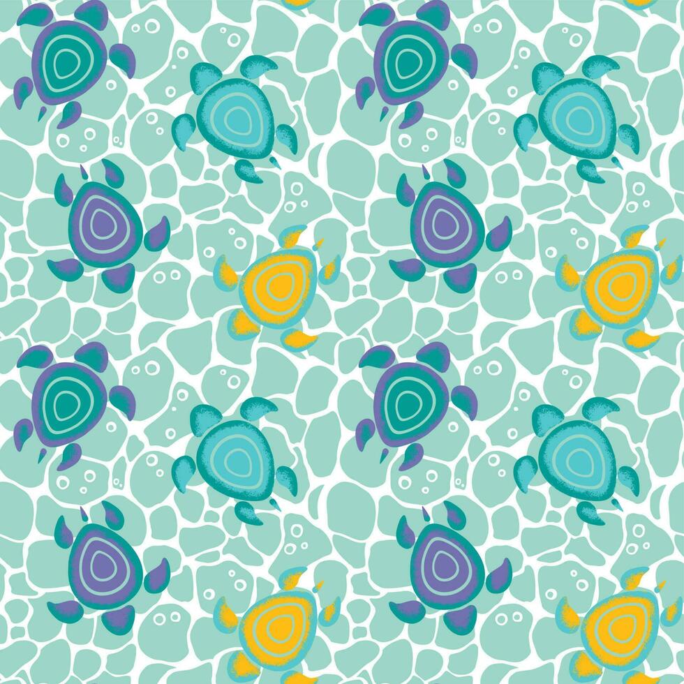 mar tortugas de diferente colores. verano infantil impresión. sin costura modelo para tela, envase, textil, fondo de pantalla, ropa. vector. vector