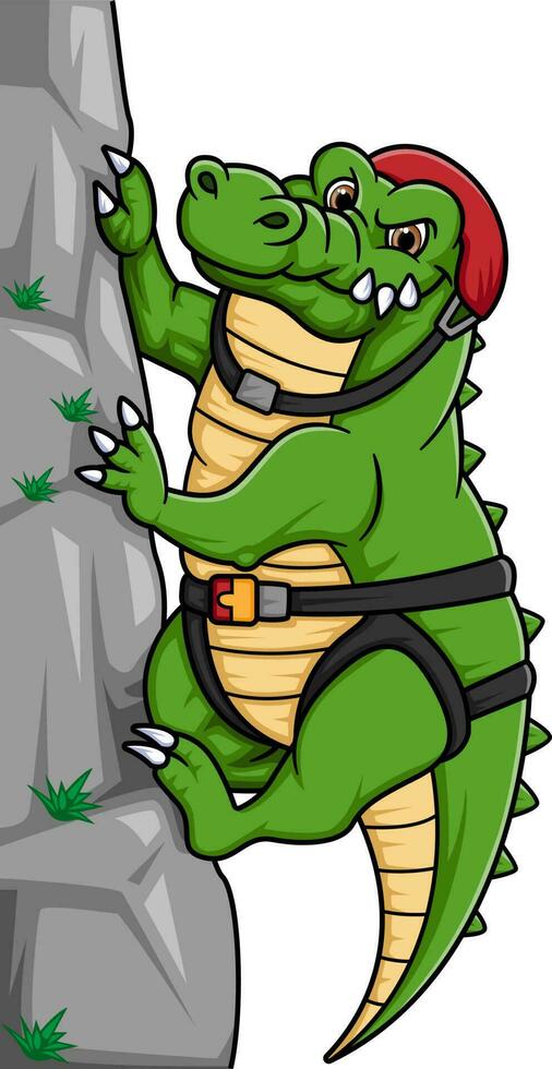The Crocodile climbing up the rock mountain vector