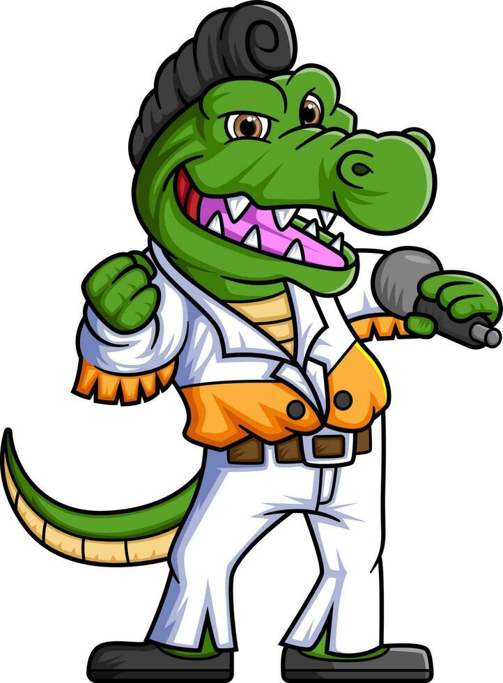 Cute Crocodile Singing Cartoon character vector