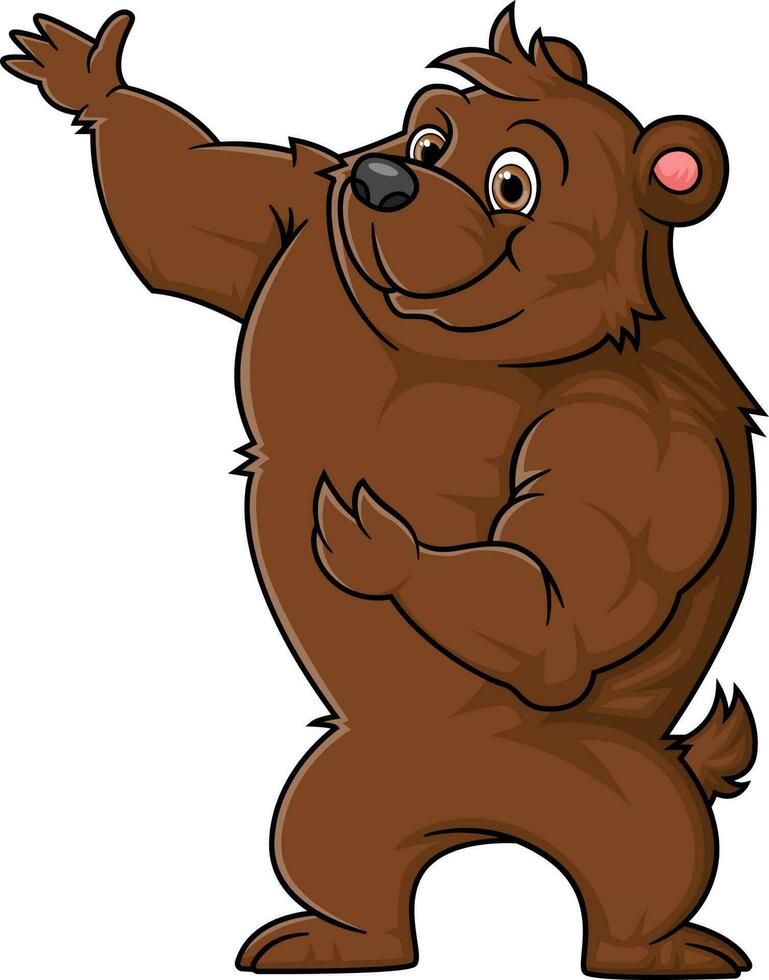 Strong bear cartoon posing mascot character vector