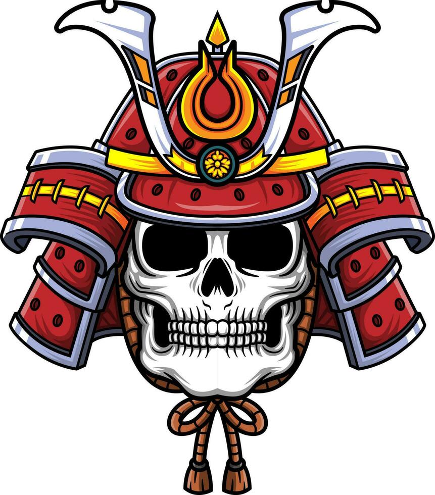 rojo cráneo samurai guerrero mascarilla. tradicional armadura de japonés guerrero vector