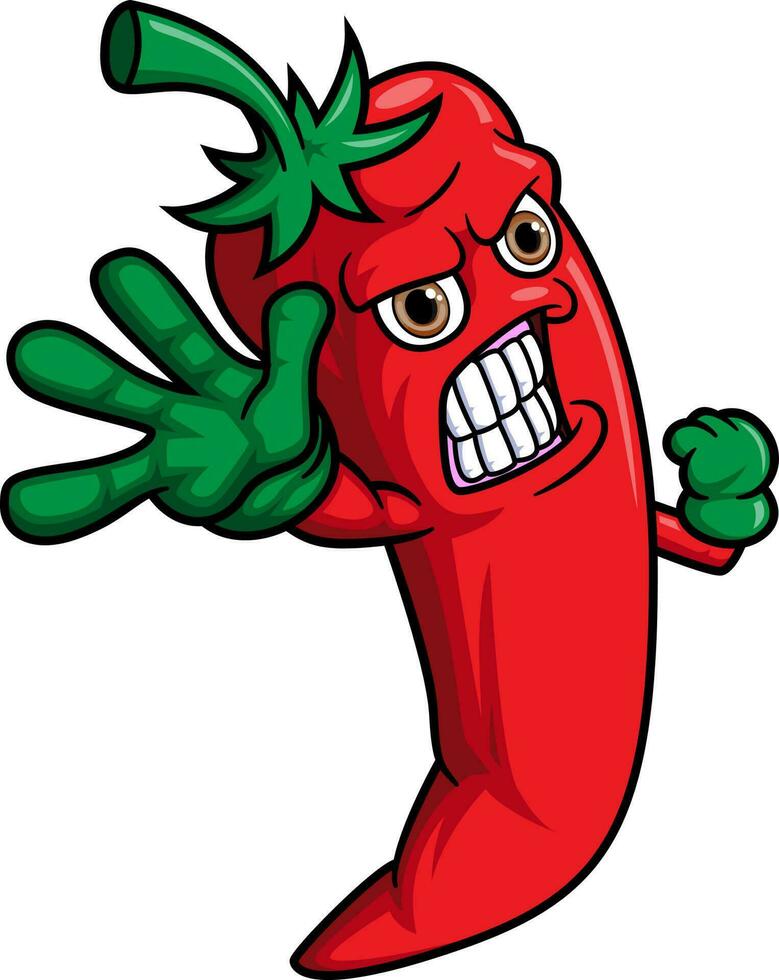 Angry chili cartoon mascot character vector