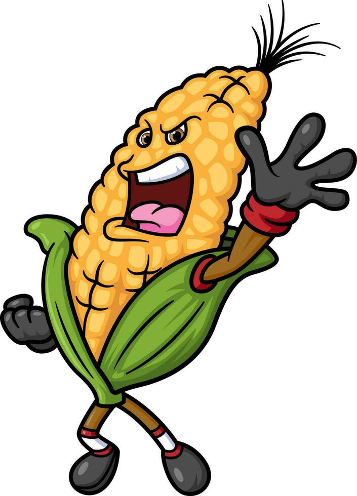 Angry Corn cartoon character mascot design vector