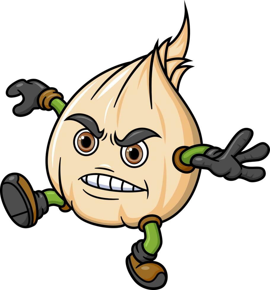 Garlic cartoon character mascot design vector