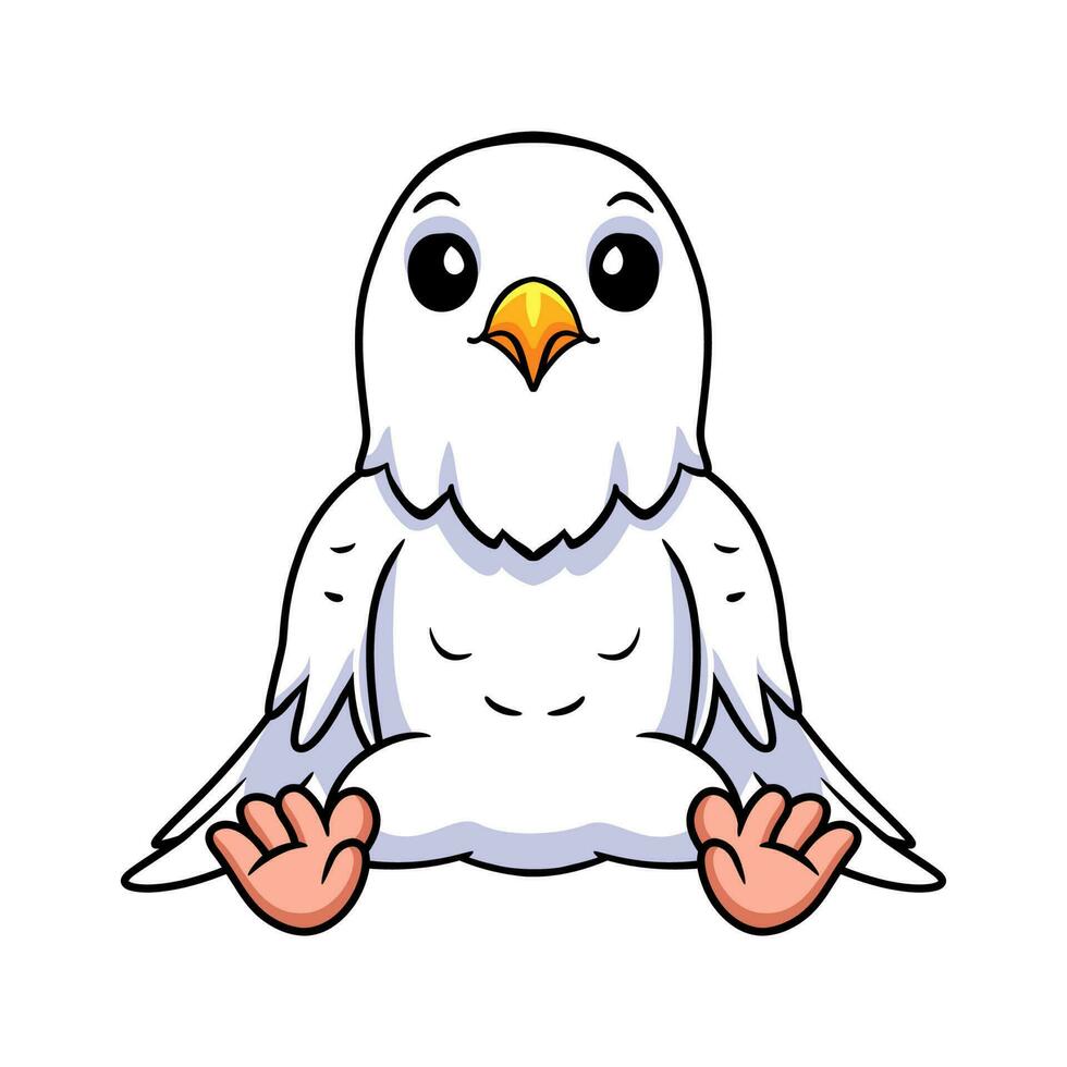 Cute white love bird cartoon sitting vector