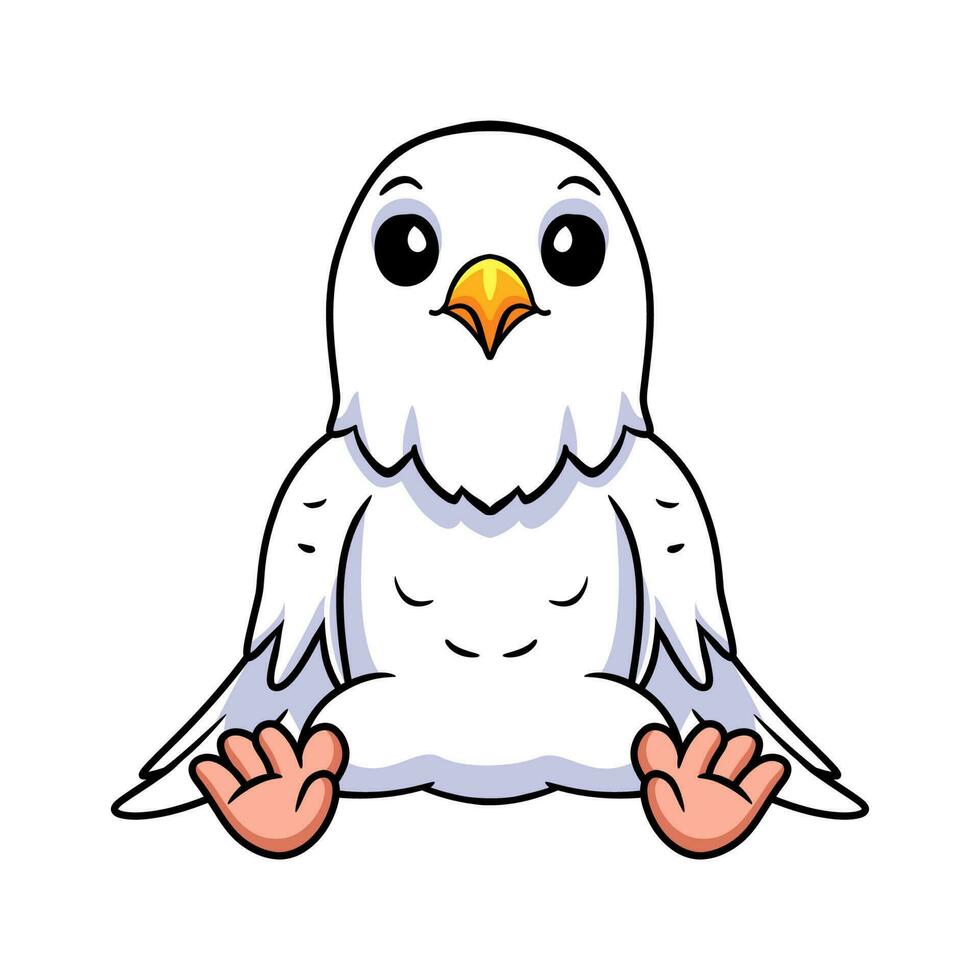 Cute white love bird cartoon sitting vector