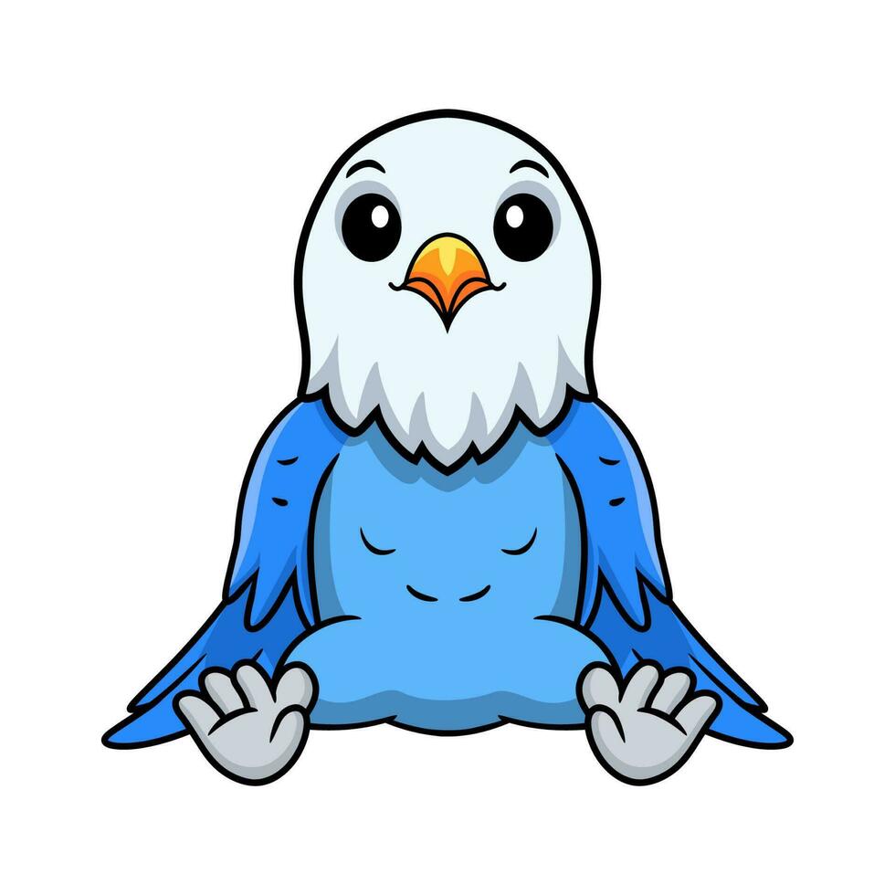 Cute blue love bird cartoon sitting vector
