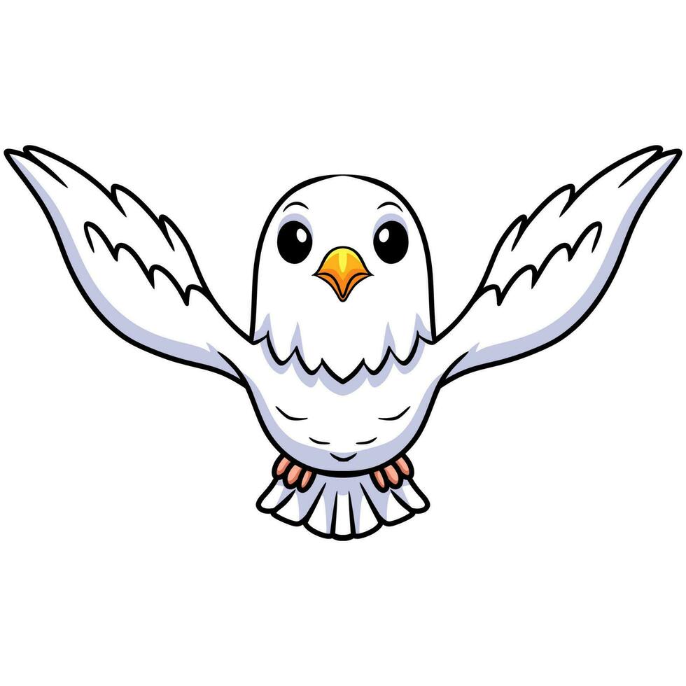 Cute white love bird cartoon flying vector