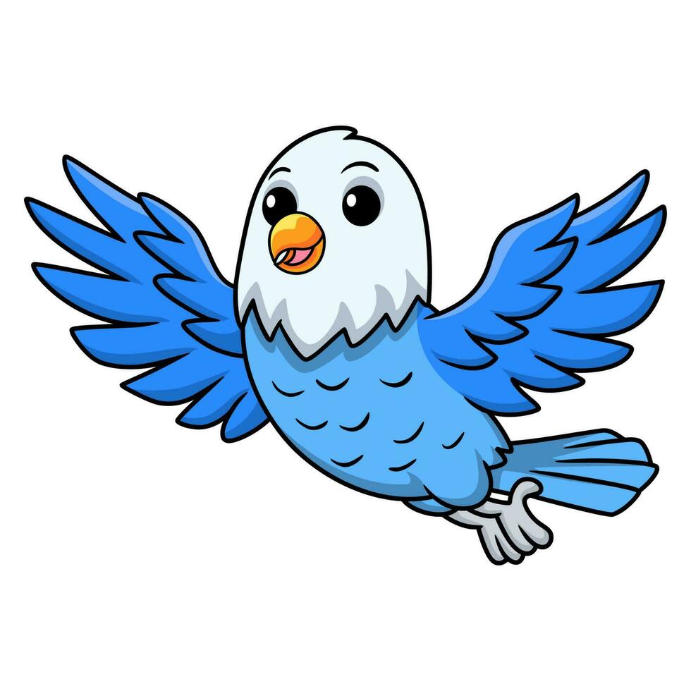 Cute blue love bird cartoon flying vector