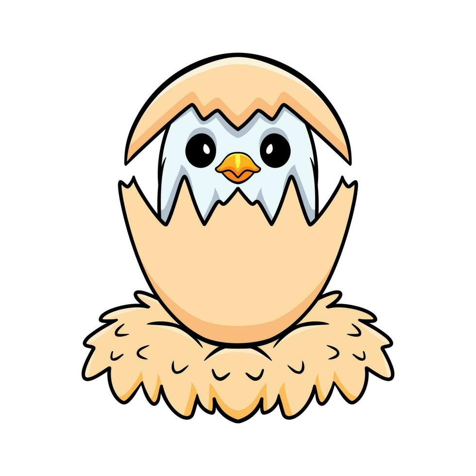 Cute baby blue love bird cartoon inside from egg vector