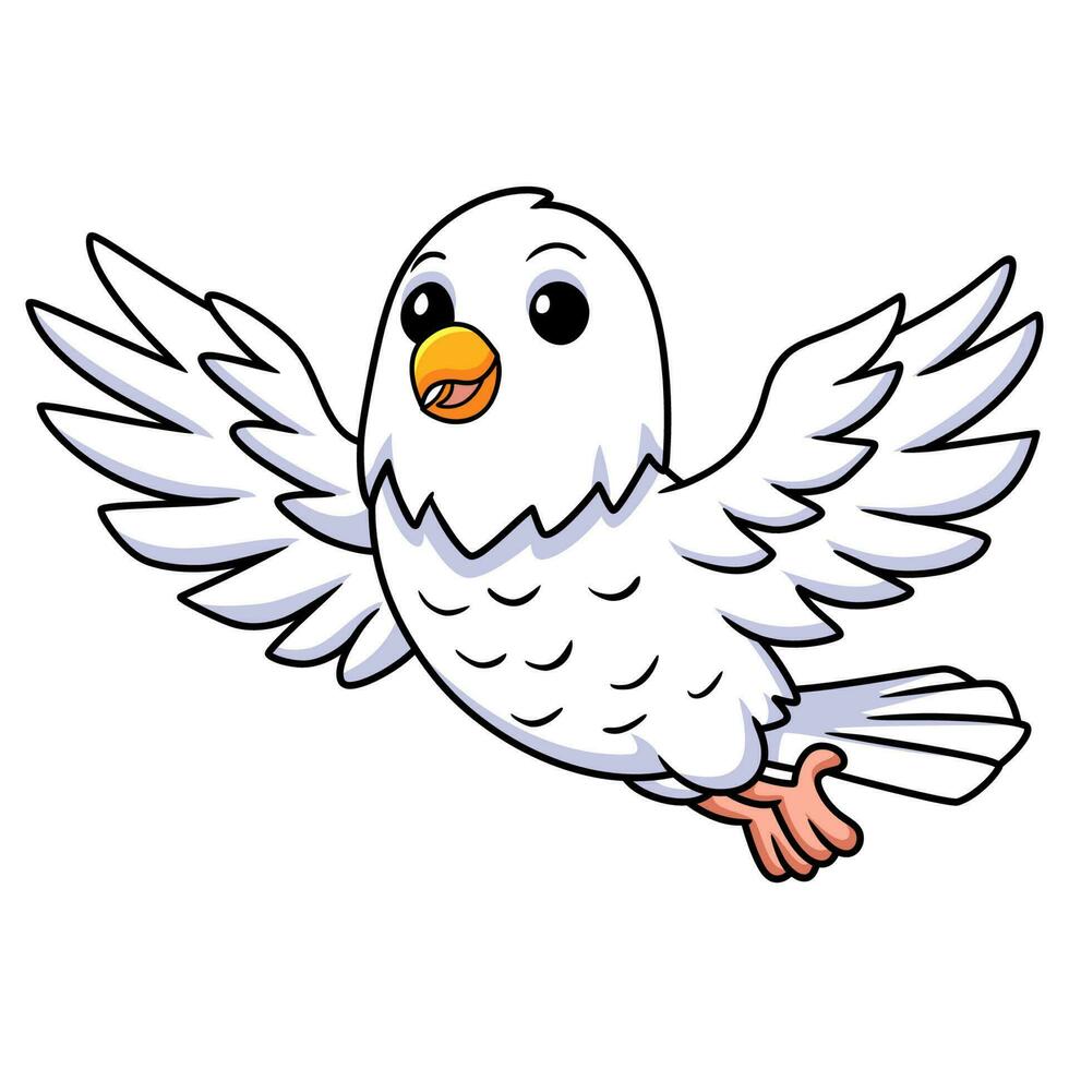 Cute white love bird cartoon flying vector