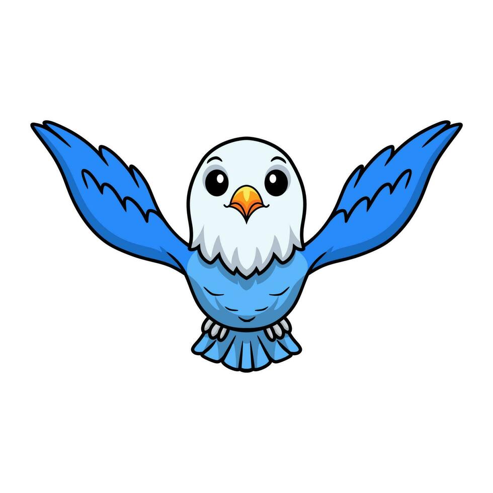 Cute blue love bird cartoon flying vector