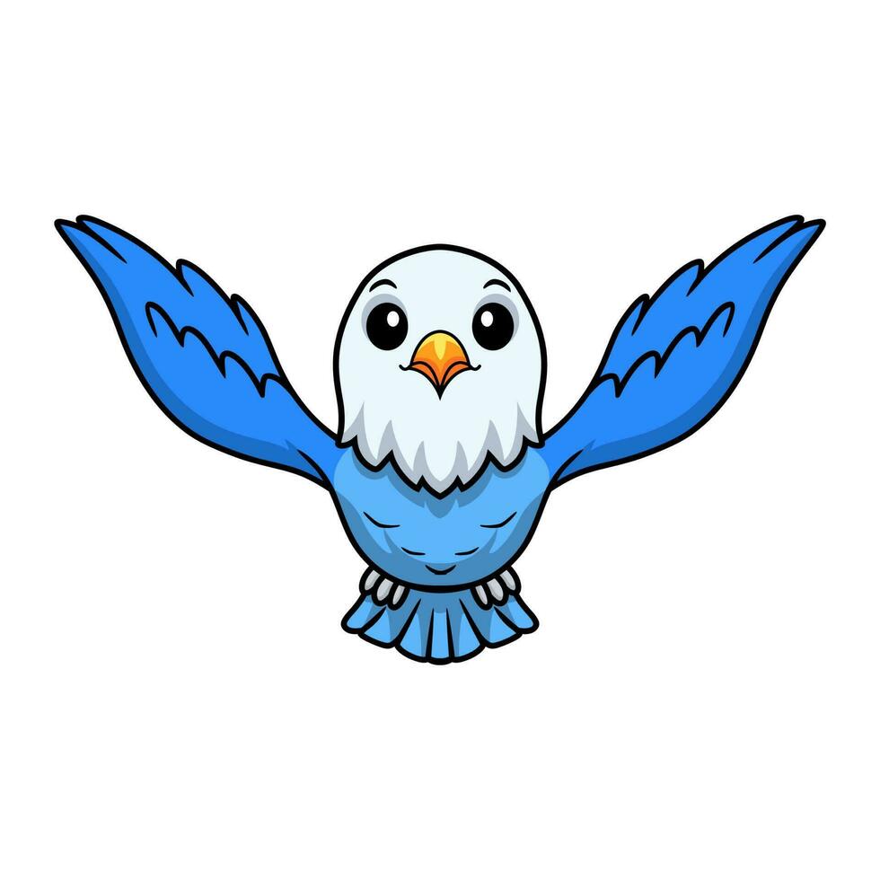 Cute blue love bird cartoon flying vector