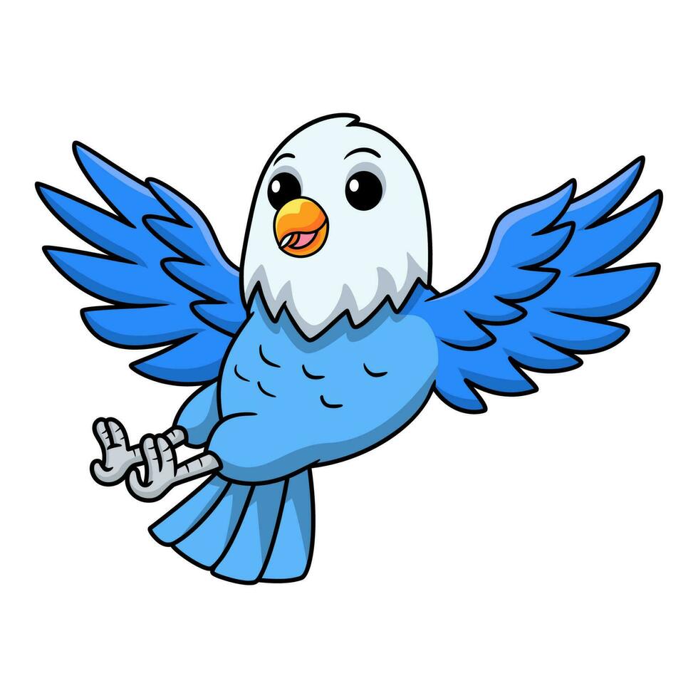 Cute blue love bird cartoon flying vector