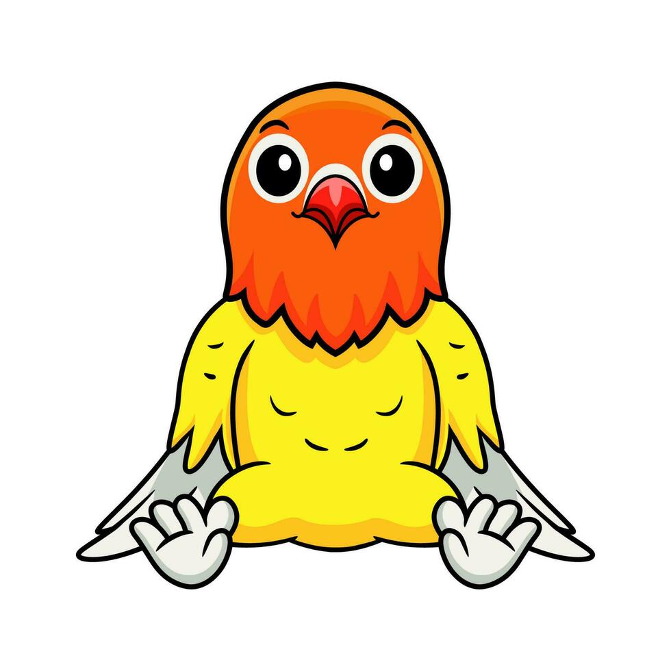 Cute lutino lovebird cartoon sitting vector