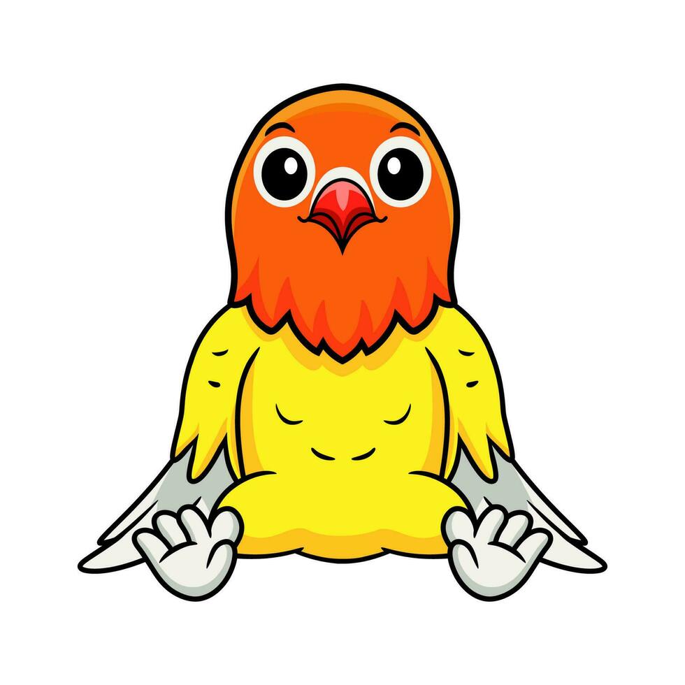 Cute lutino lovebird cartoon sitting vector