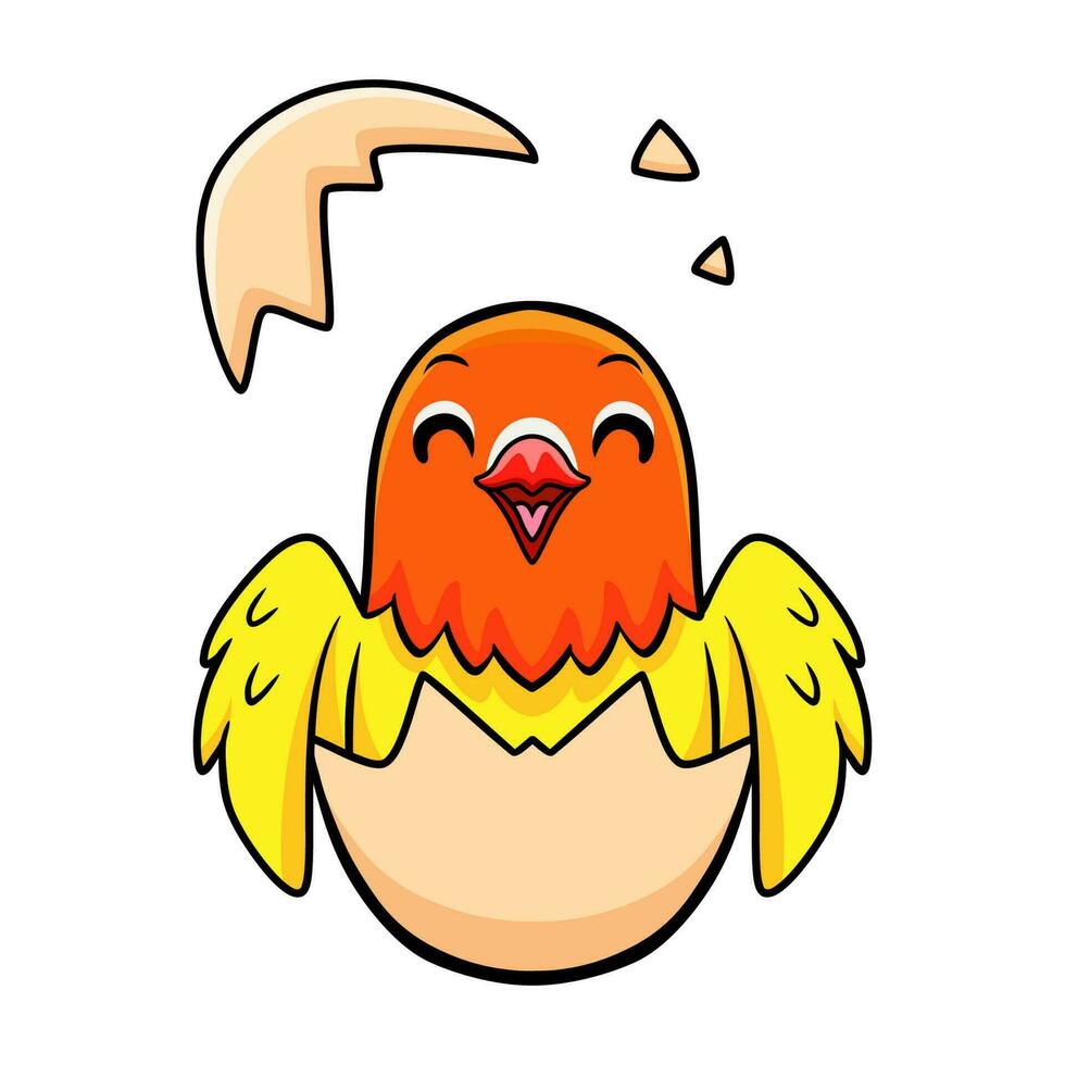 Cute lutino lovebird cartoon inside from egg vector