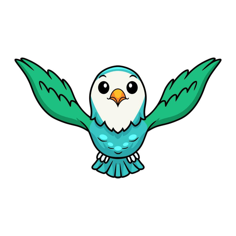 Cute blue turquoise bird cartoon flying vector