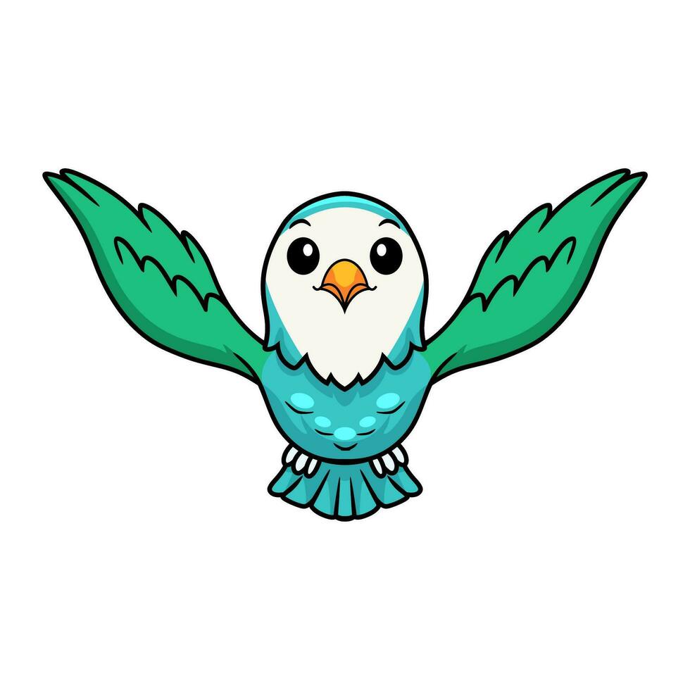 Cute blue turquoise bird cartoon flying vector