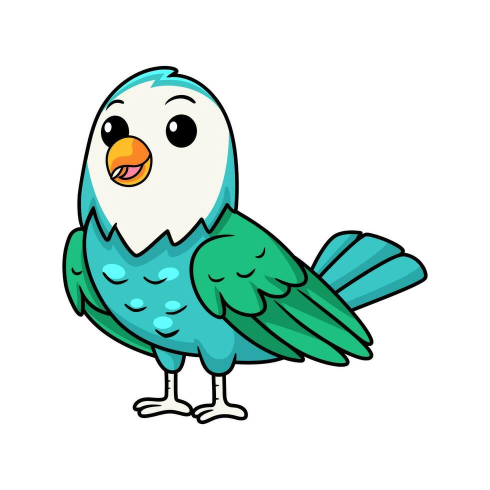 Cute blue turquoise bird cartoon vector