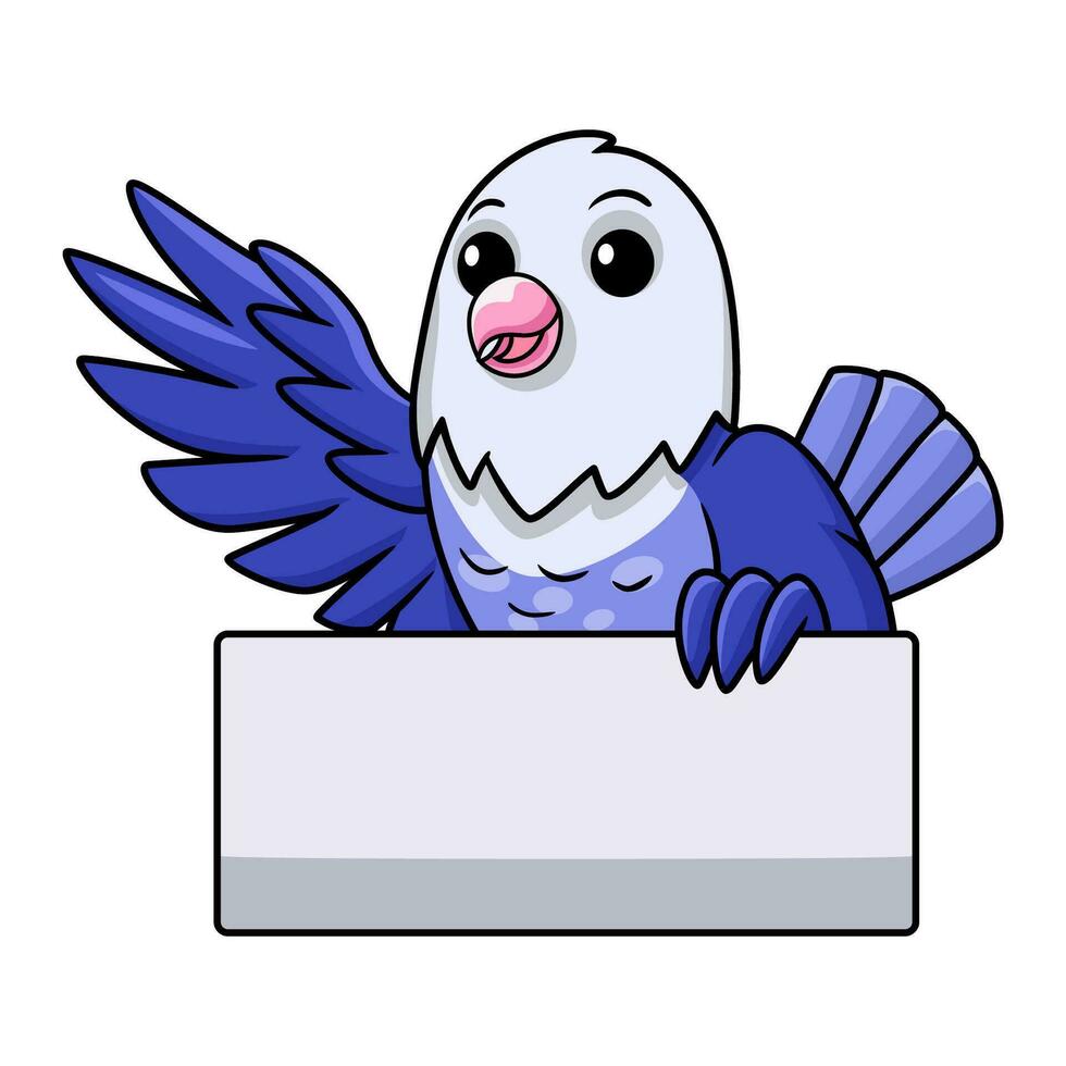 Cute violet love bird cartoon waving hand vector