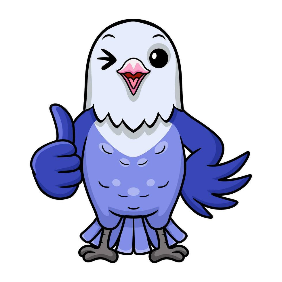 Cute violet love bird cartoon giving thumb up vector