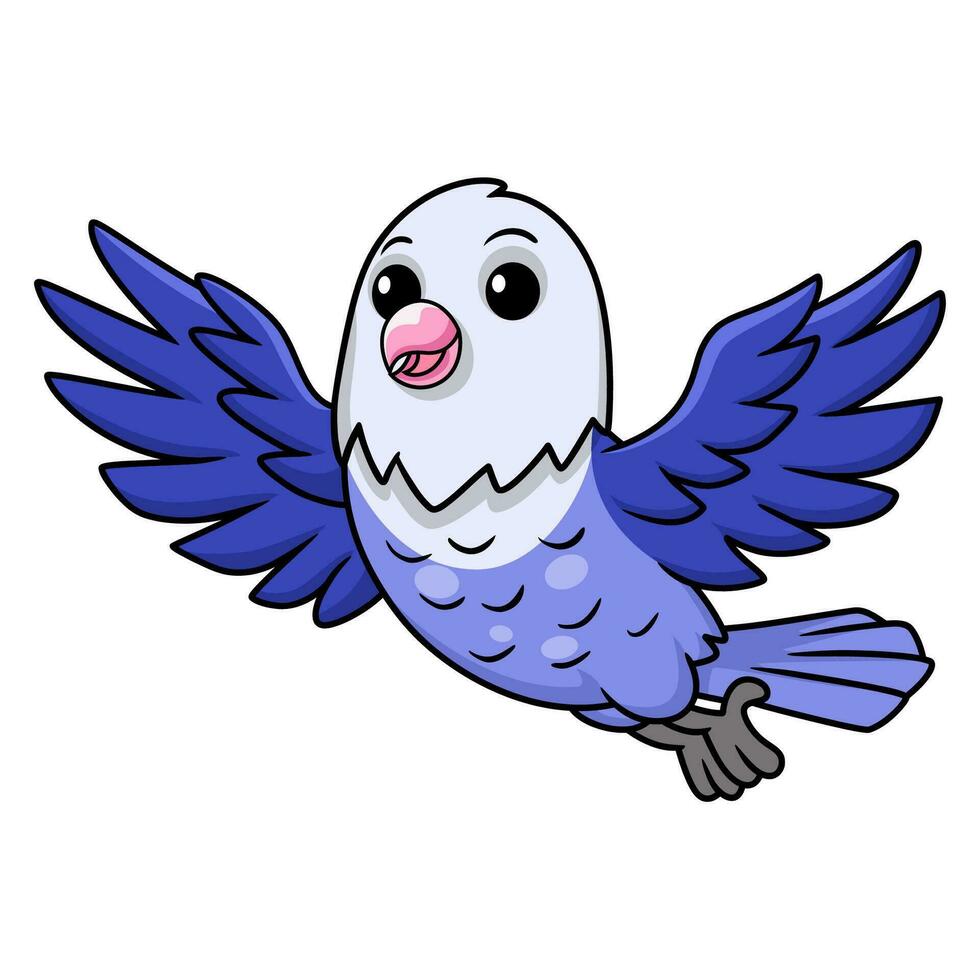 Cute violet love bird cartoon flying vector