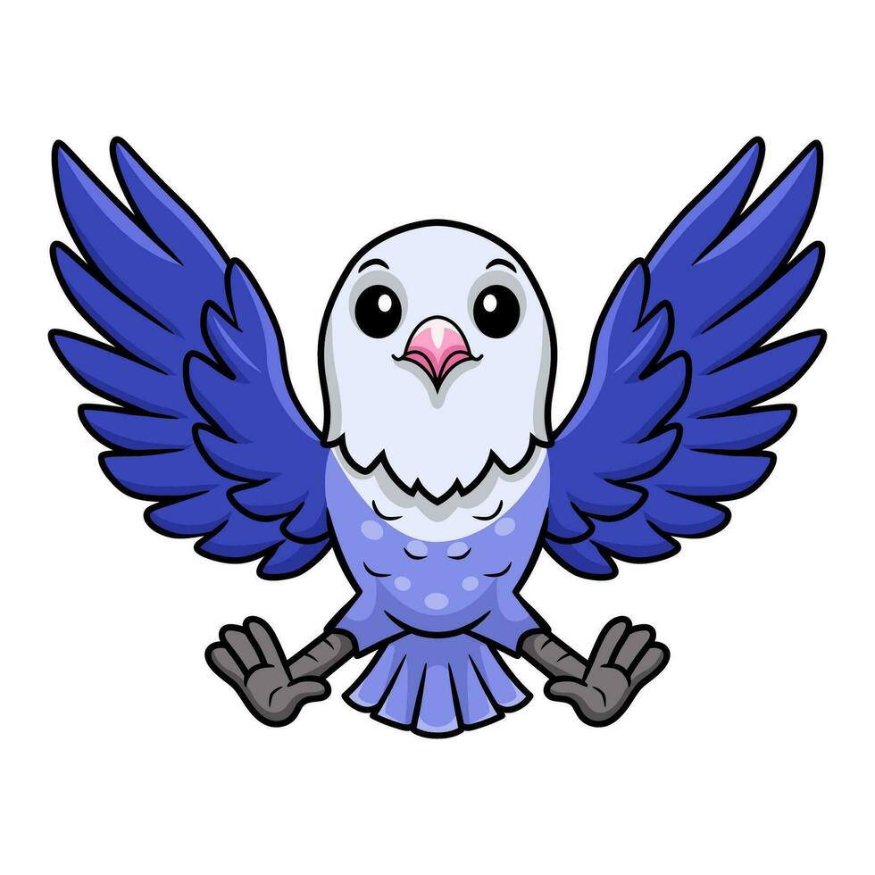 Cute violet love bird cartoon flying vector