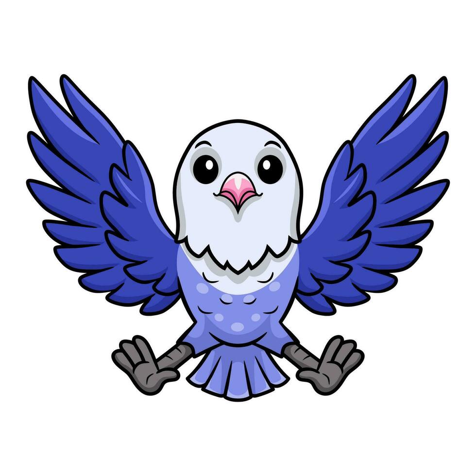 Cute violet love bird cartoon flying vector