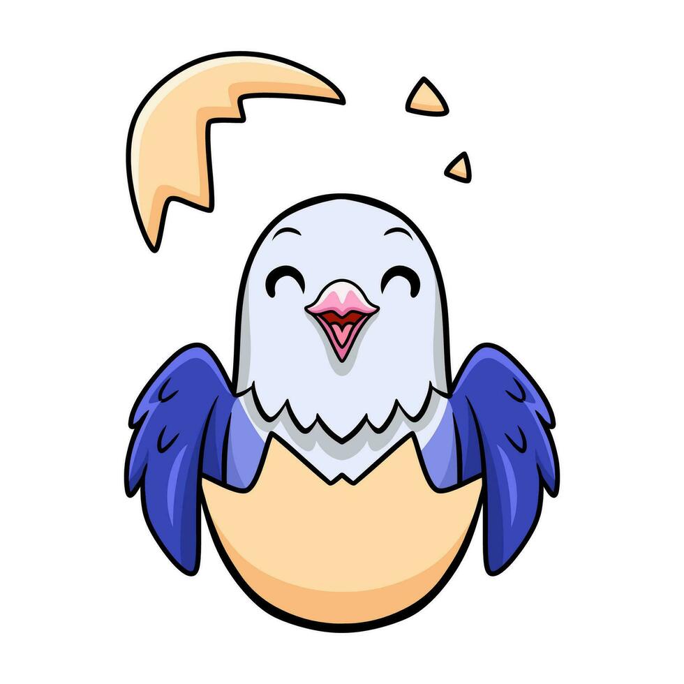 Cute violet love bird cartoon inside from egg vector