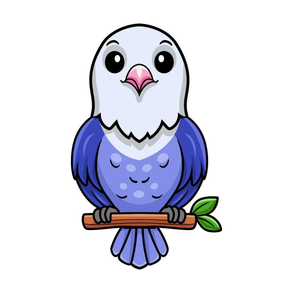 Cute violet love bird cartoon on tree branch vector