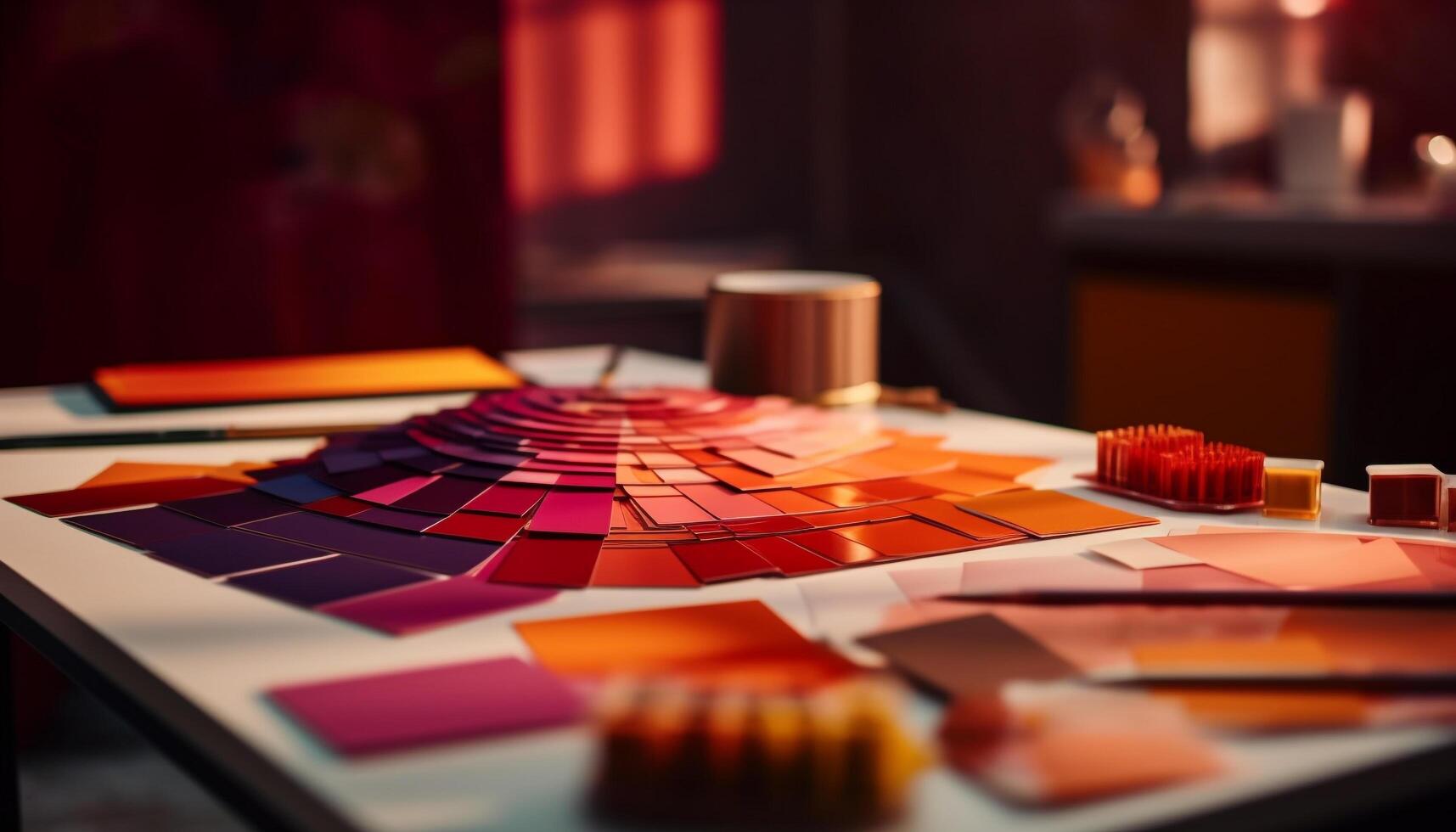Vibrant colors, selective focus, large collection of art and craft generated by AI photo