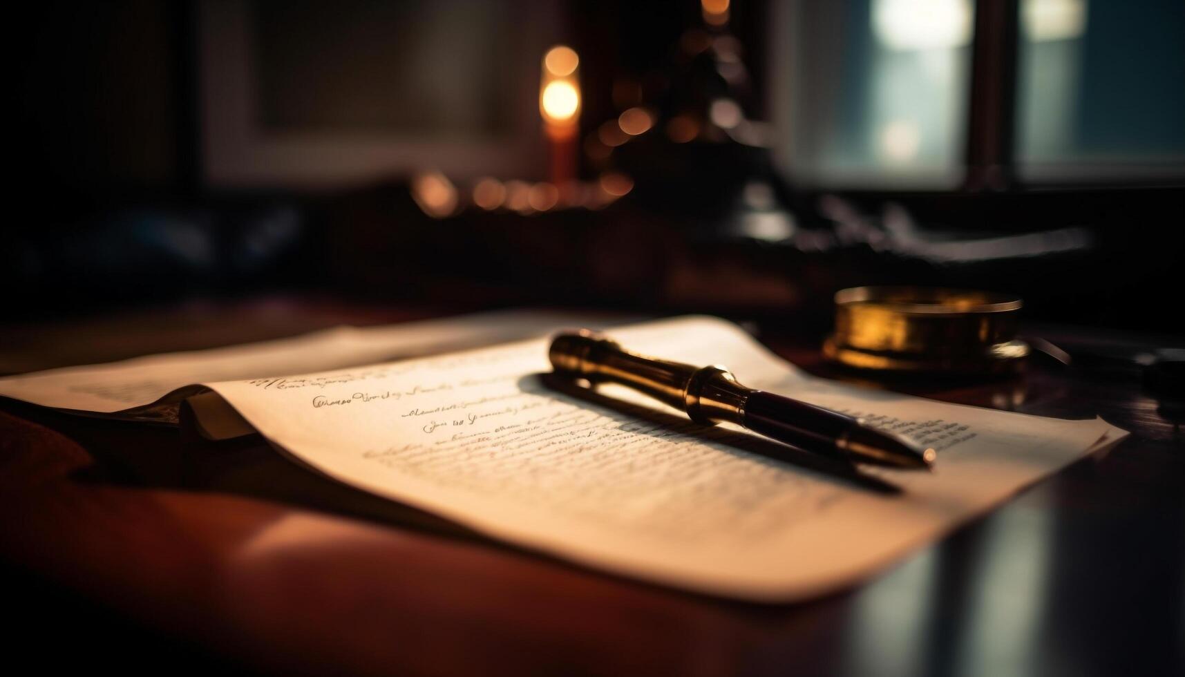 Antique Bible on Wooden Desk A Symbol of Christian Literature generated by AI photo