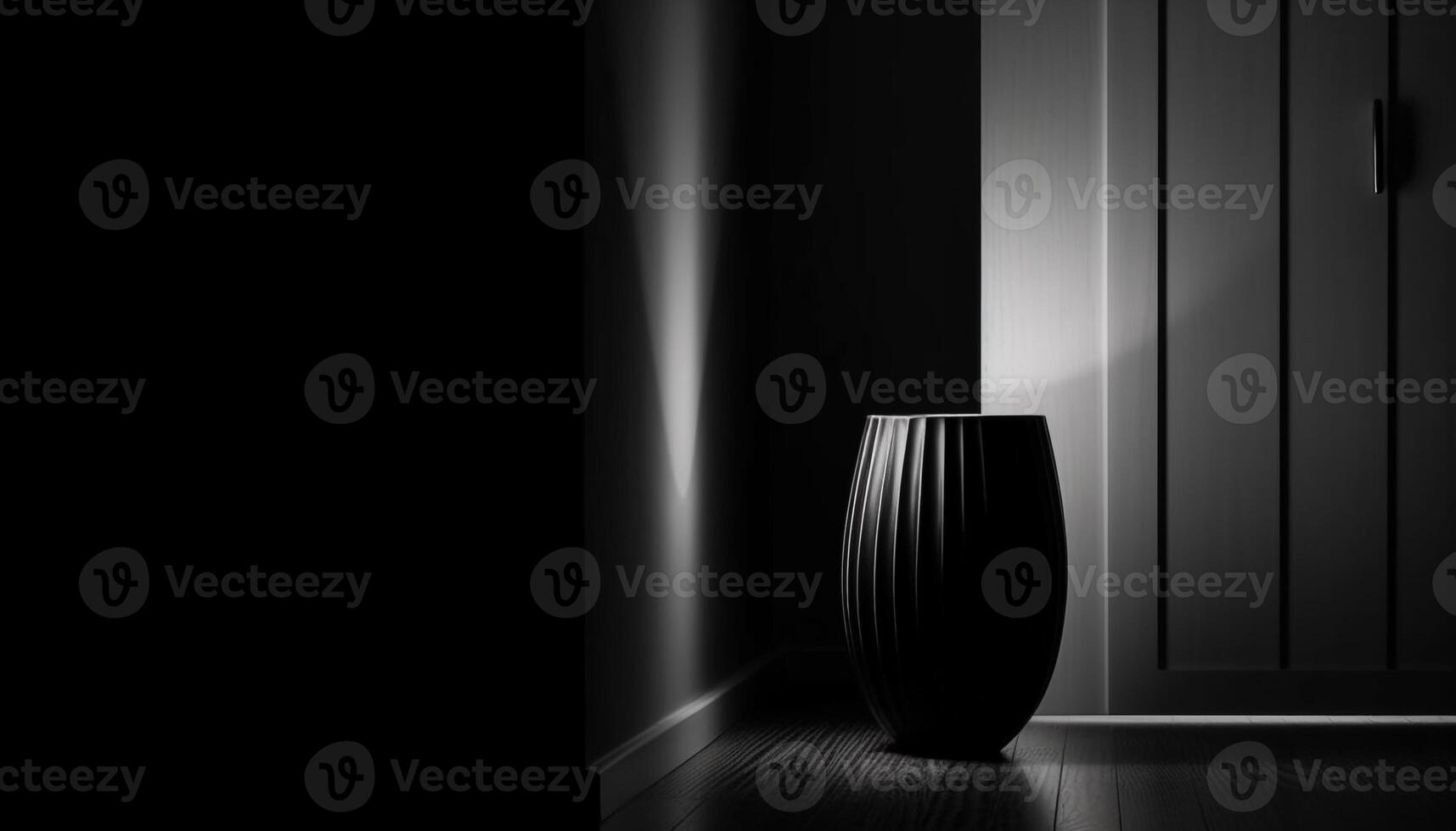 Modern elegance in empty domestic room with illuminated drink backdrop generated by AI photo