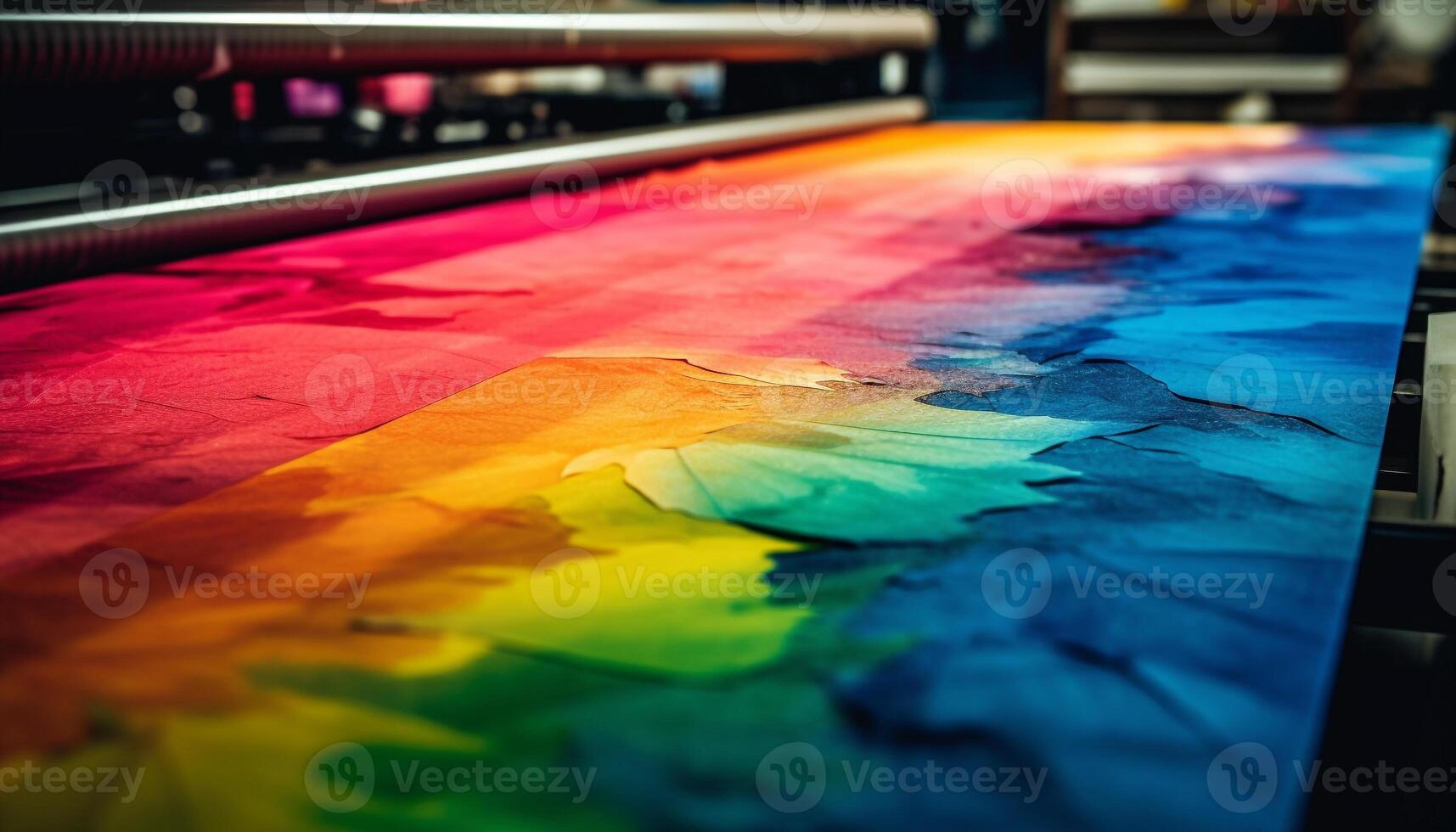 Vibrant colors mix on table, creating abstract pattern of creativity generated by AI photo