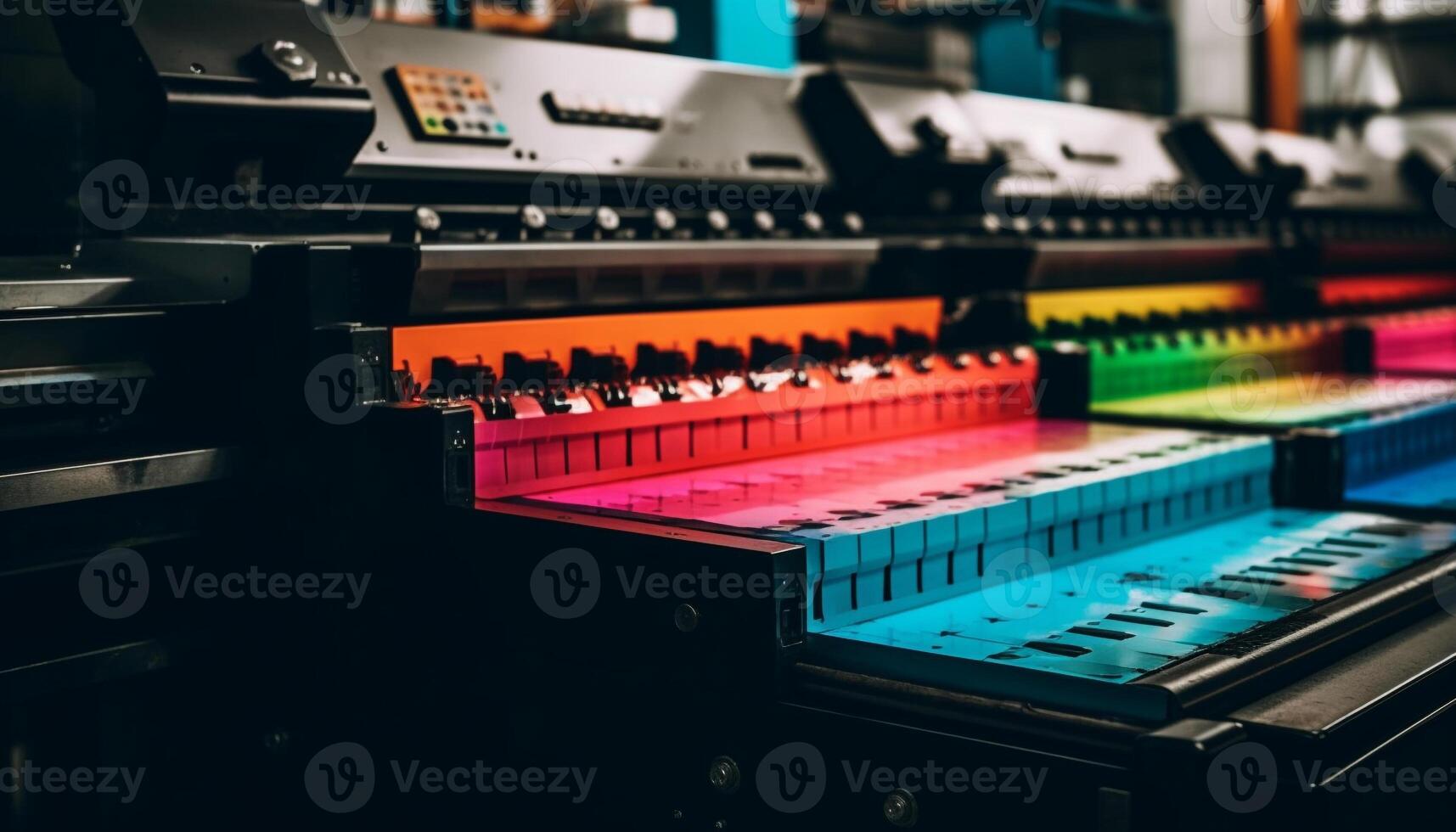 Modern sound recording equipment in a factory control panel close up generated by AI photo