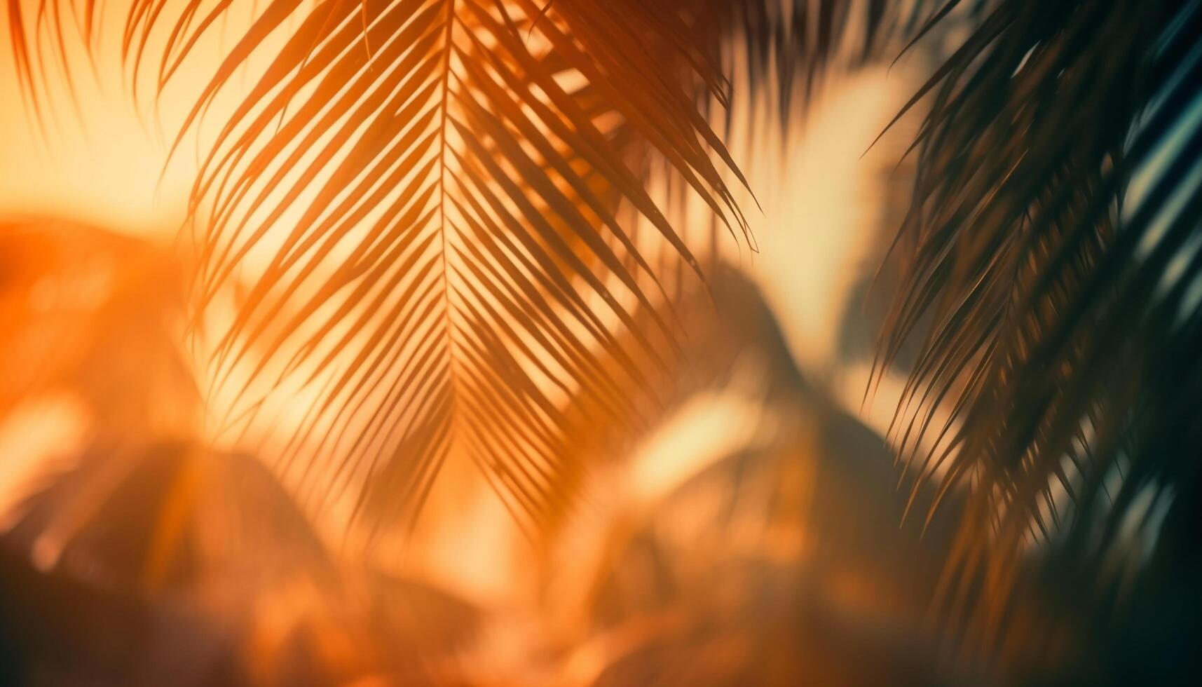 Tranquil scene of palm tree growth in vibrant tropical nature generated by AI photo
