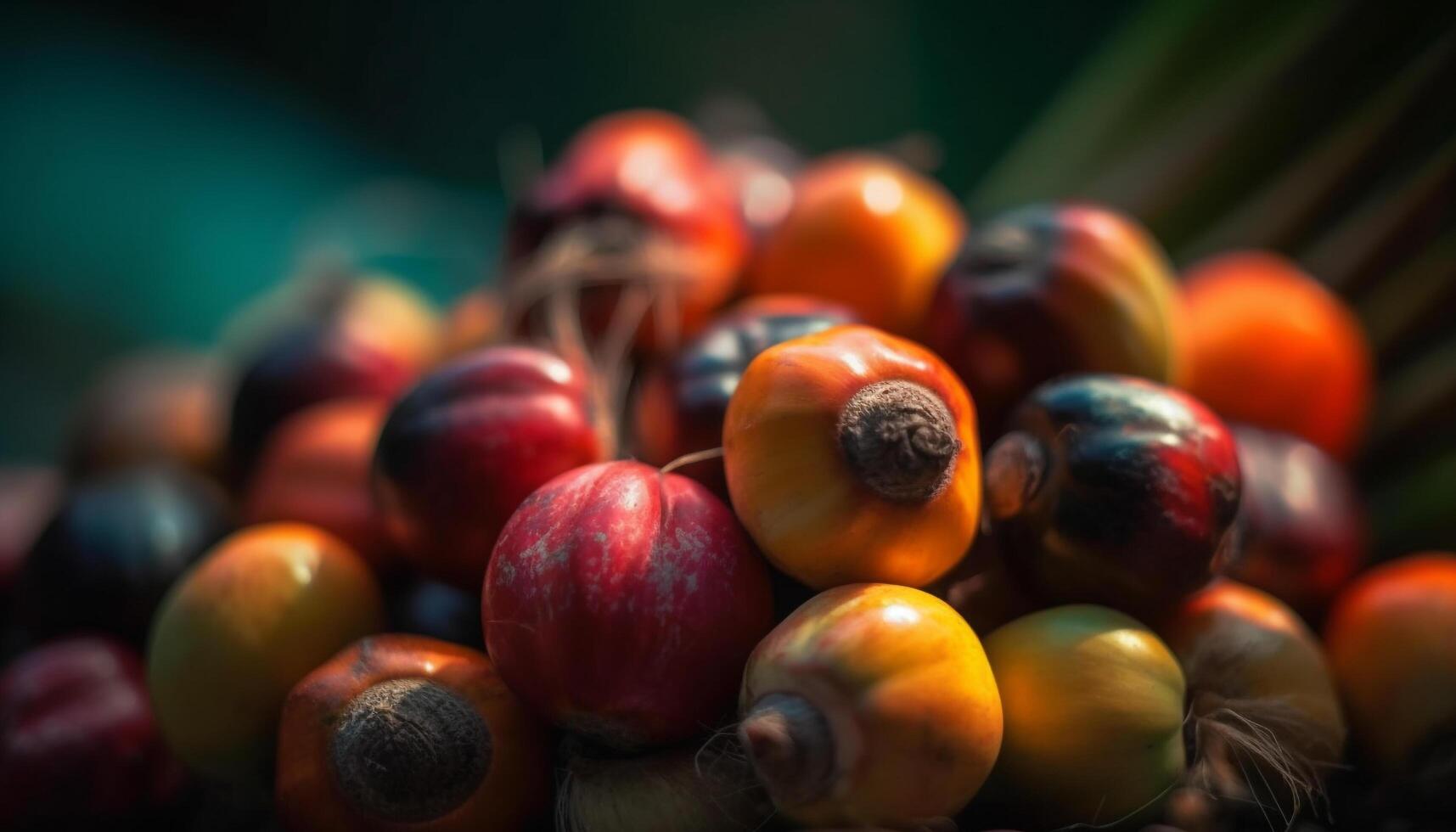 Healthy autumn snack ripe tomato and berry fruit bunch decoration generated by AI photo