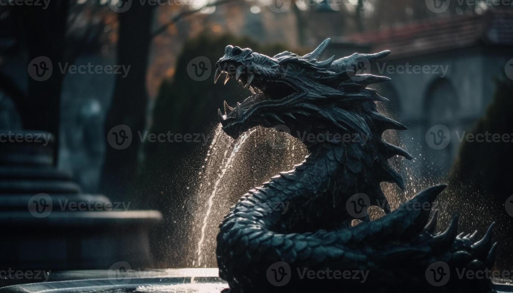 Dragon sculpture symbolizes ancient Chinese culture and spirituality in Beijing generated by AI photo
