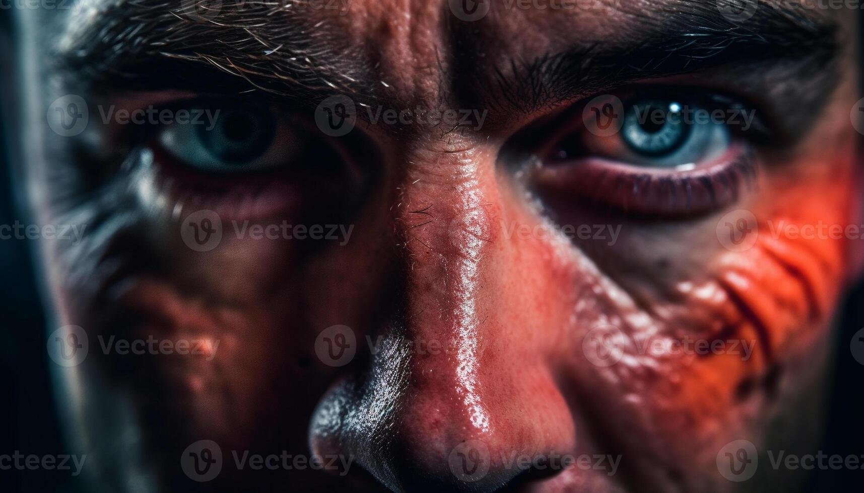 Horror portrait Evil men and women furious with fear and aggression generated by AI photo