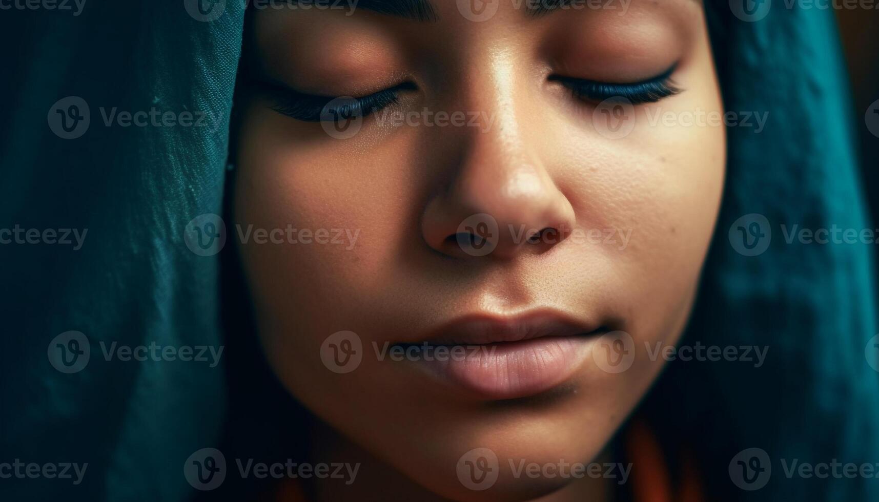 Young adult beauty, close up portrait of a Caucasian woman generated by AI photo