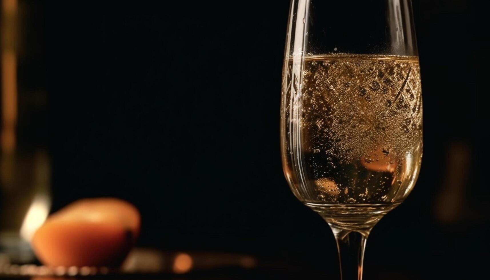 Elegant still life of wine bottle and glass on black background generated by AI photo