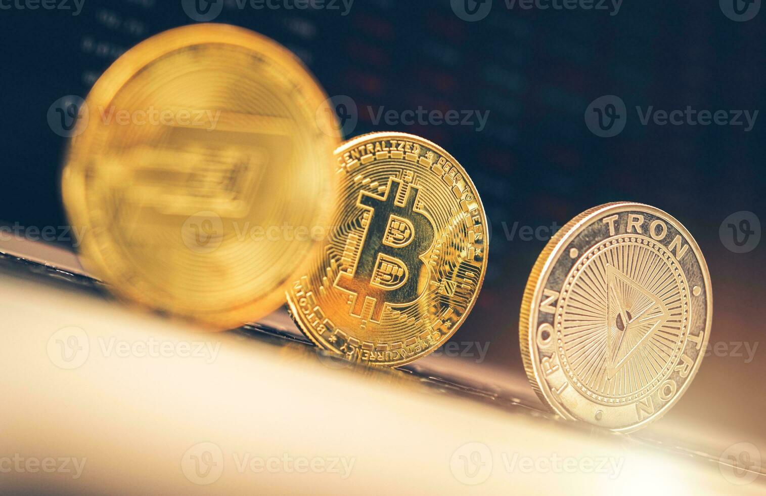 Dash Bitcoin and Tron Coins photo