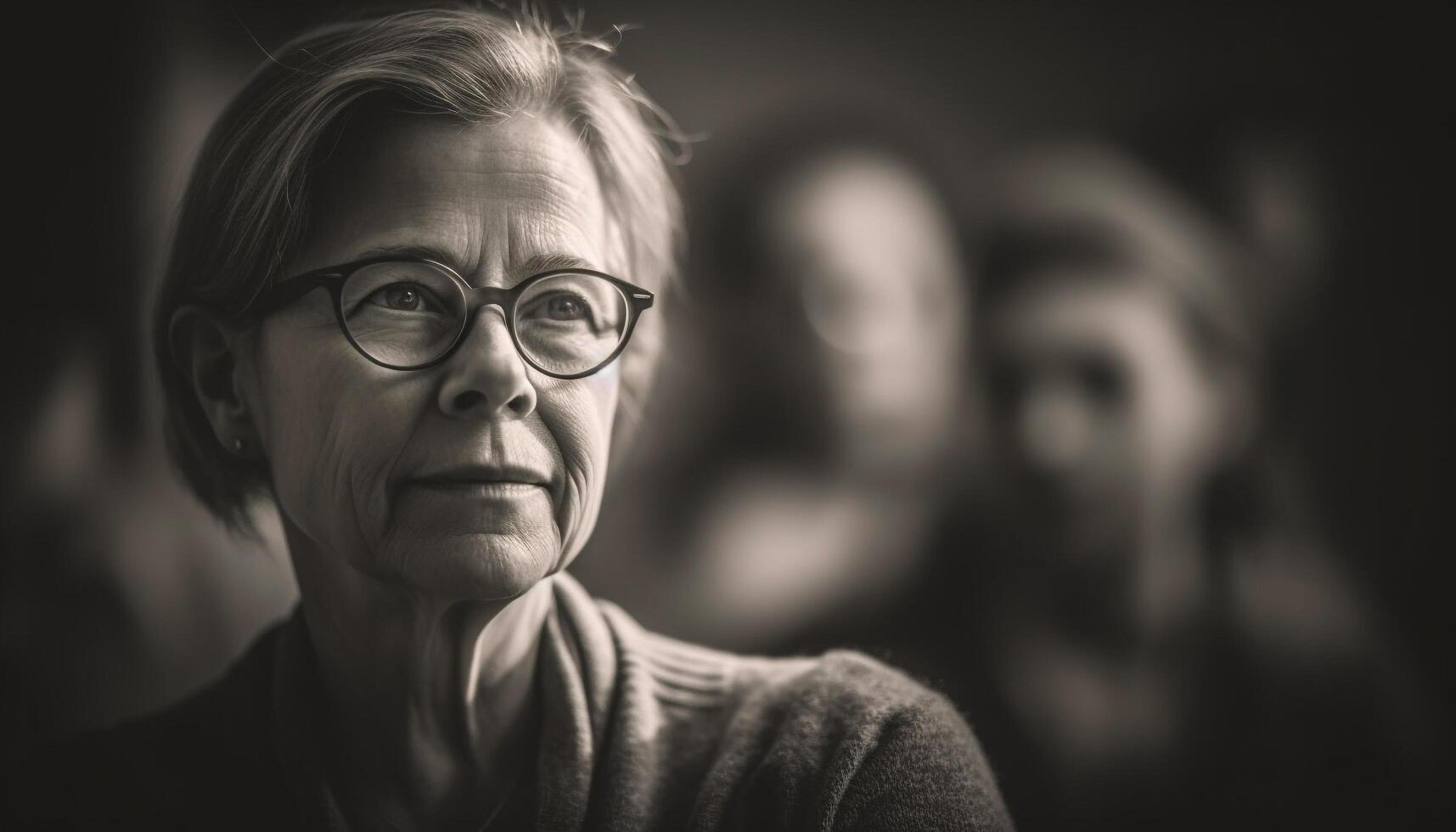 Joyful senior woman with wisdom and confidence, smiling at camera generated by AI photo