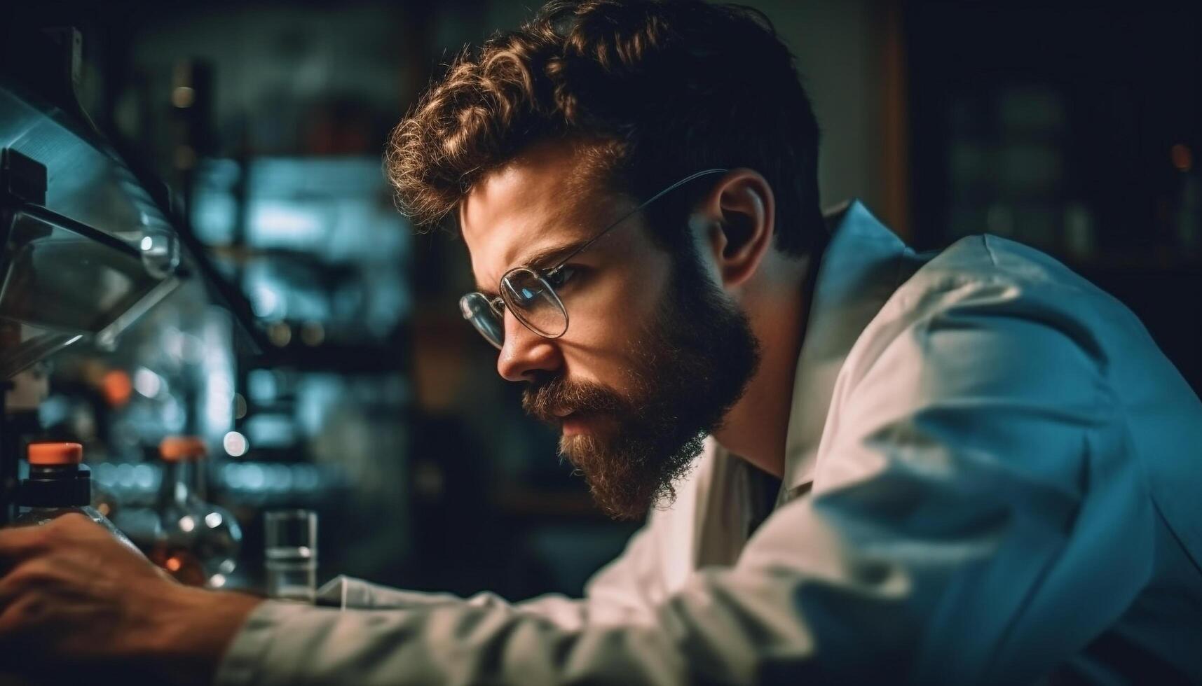 Young adult businessman holding coffee, sitting indoors at coffee shop generated by AI photo