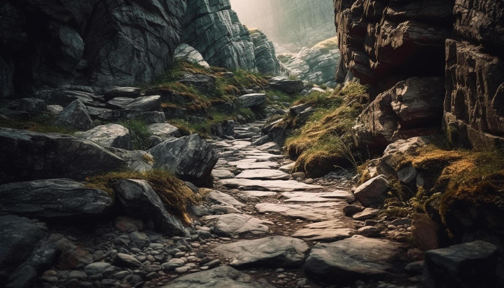 atravesando el majestuoso montaña rango en un extremo otoño aventuras generado por ai foto