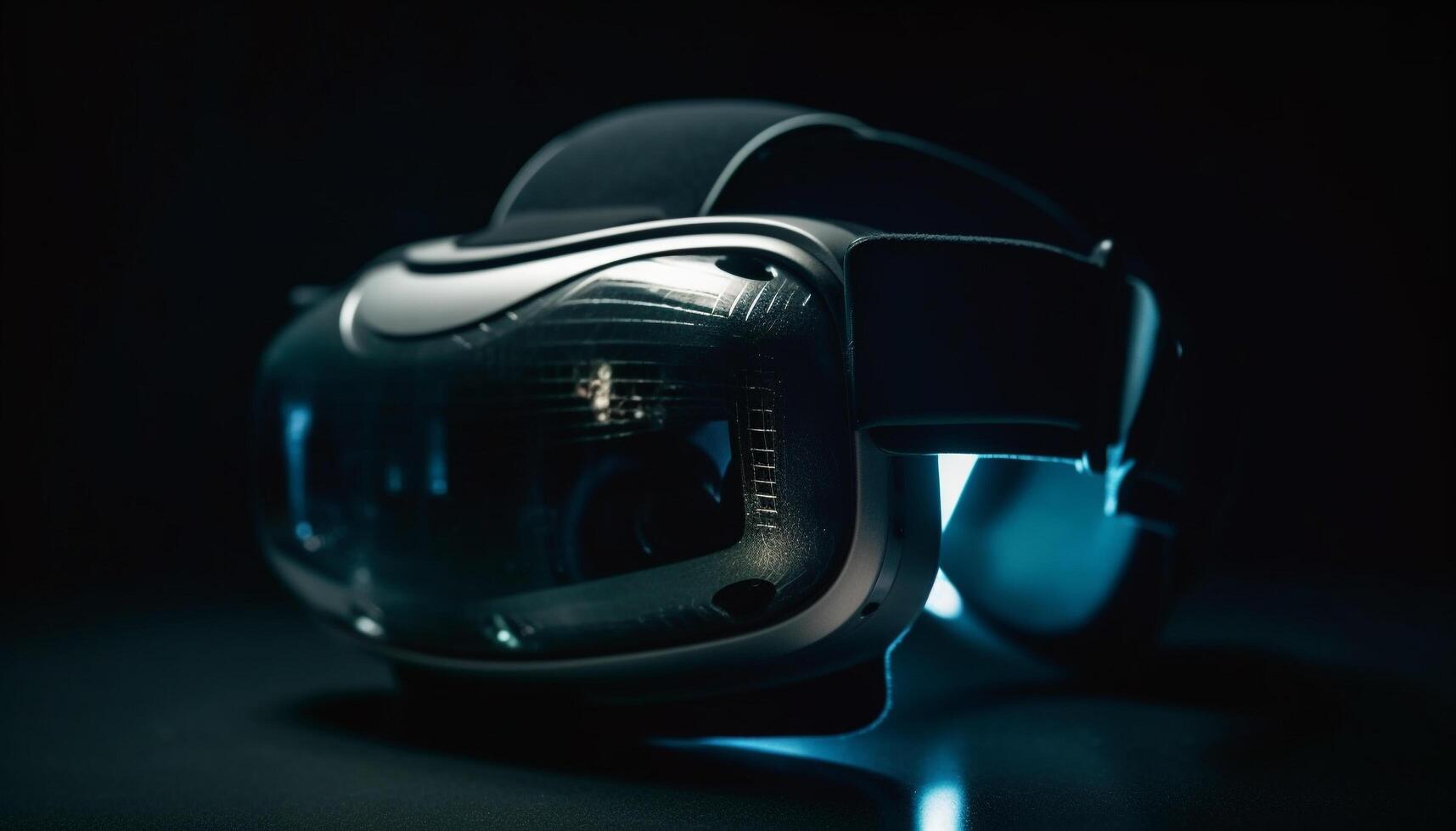 Futuristic headset for virtual reality simulator in modern electronics industry generated by AI photo
