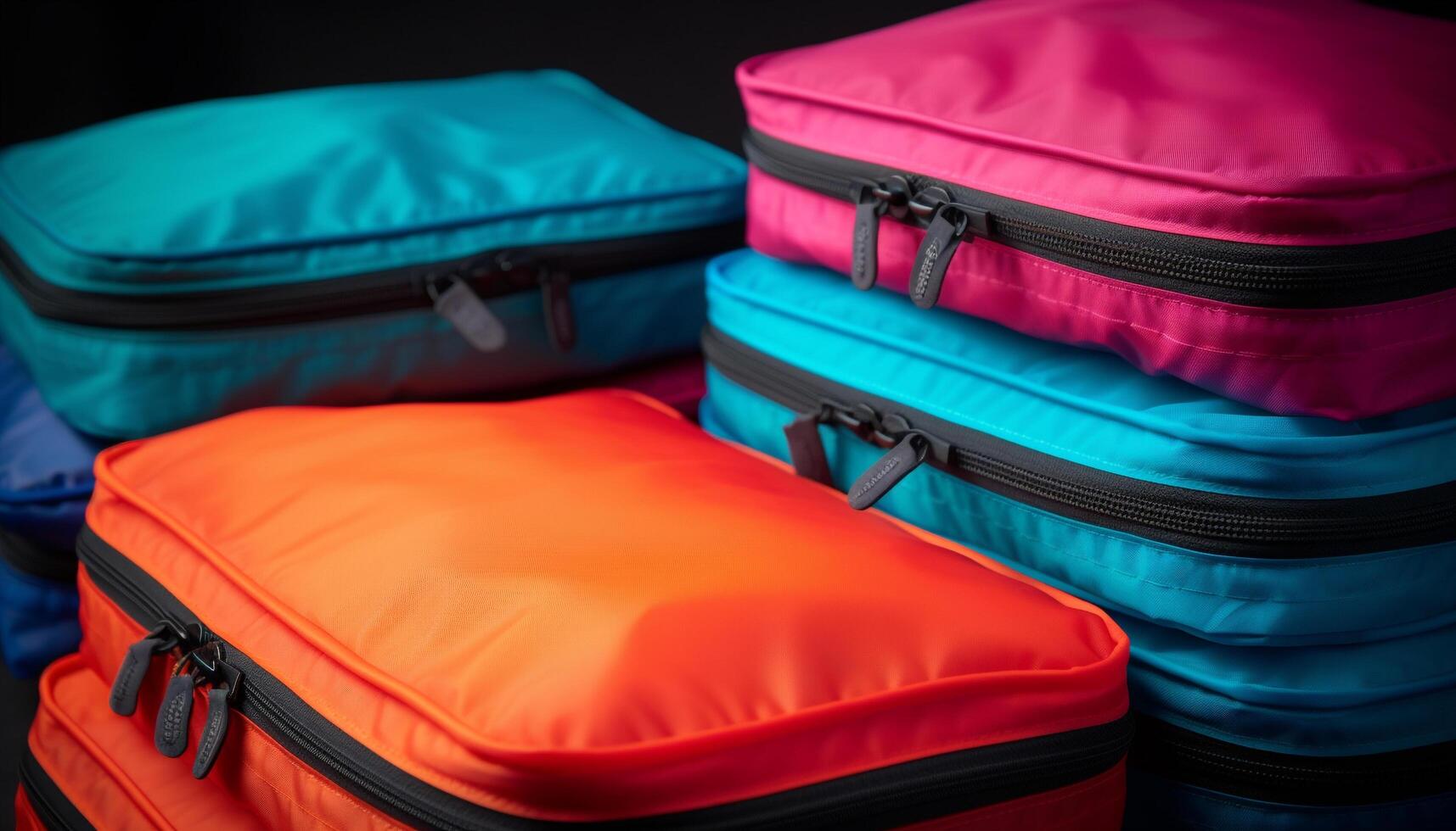 Stack of luggage and bags for travel preparation and adventure generated by AI photo