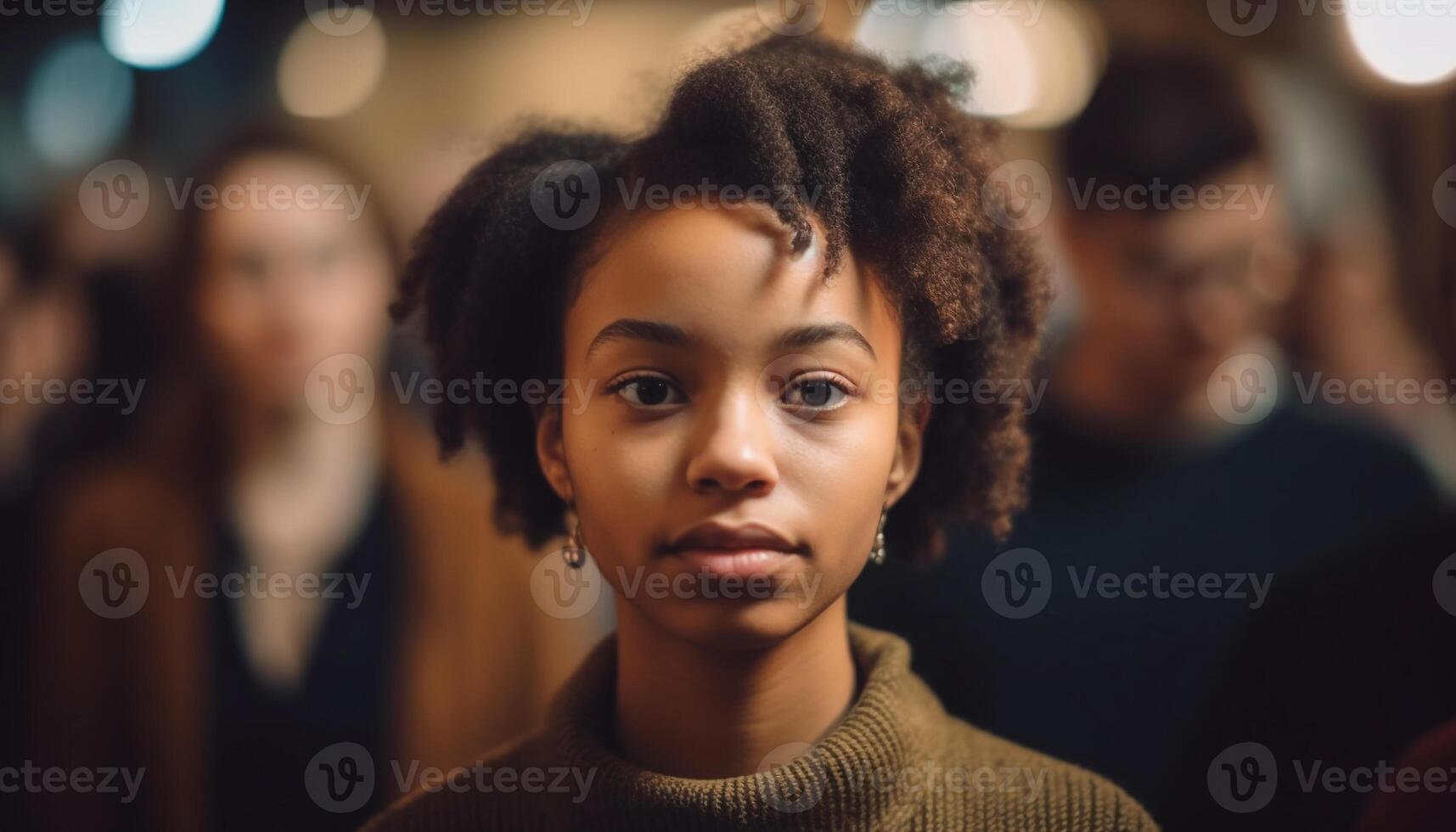 Smiling young adults of multi ethnic group looking at camera generated by AI photo